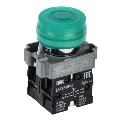 Кнопка управления IEK LA167-BP35 Ø 22 мм, 1NO+1NC, зеленая [BBT20-BP35-3-22-67-K06]