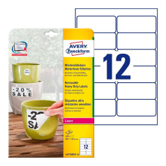 Всепогодные удаляемые этикетки Avery Zweckform, белые матовые, 99.1 x 42.3 мм, 12 этикеток на листе А4 (20 листов) [L4776REV-20]