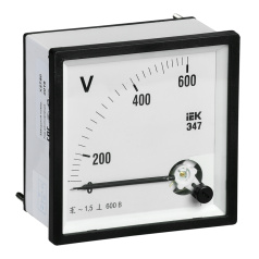 Вольтметр IEK Э47 600В класс точности 1.5, 96 х 96 мм [IPV20-6-0600-E]