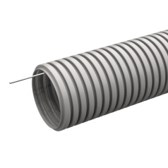 Труба гофрированная IEK ELASTA ПВХ с зондом, Ø 32 мм, серая, 25 м [CTG20-32-K41-025I]