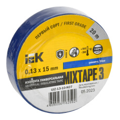 Изолента IEK MIXTAPE 3, 0.13 х 15 мм, синяя, 20 м [UIZ-13-10-K07]