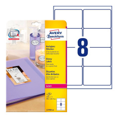 Этикетки Avery Zweckform, белые глянцевые, 99.1 x 67.7 мм, 8 этикеток на листе А4 (40 листов) [L7765-40]
