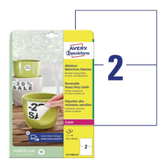 Всепогодные удаляемые этикетки Avery Zweckform, белые матовые, 210 х 148 мм, 2 этикетки на листе А4 (20 листов) [L4717REV-20]