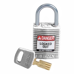 Замок SafeKey нейлоновый Brady компактный, алюминиевая дужка, 25 мм, Ø 4.7 мм, белый [gws152163]