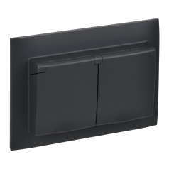 Розетка 2-местная IEK SKANDY и крышкой 16А в сборе IP44 SK-R12G графит [SK-R26-16-44-K53-F]