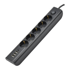 Удлинитель У05В IEK MODERN, 3х1 мм², 16А/250В USBх4, черный, 1.8 м [WYP12-16-05-02-ZKU-K02]