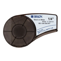 Картридж Brady M21-250-595-WT винил, 6.35 мм х 6.4 м, черный на белом [brd139744]