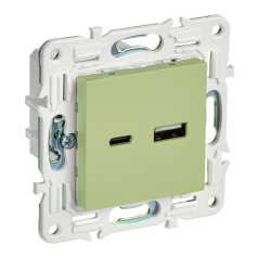 Розетка USB IEK SKANDY A+C 18Вт SK-R13G мятный [SK-U22-018-K06]