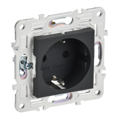 Розетка IEK SKANDY с заземлением со шторками 16А SK-R04G графит [SK-R14-16-K53]