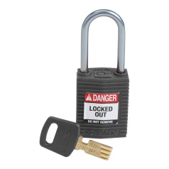 Замок SafeKey нейлоновый Brady компактный, алюминиевая дужка, 38 мм, Ø 4.7 мм, чёрный [gws151659]