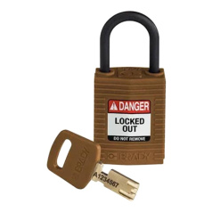 Замок SafeKey нейлоновый Brady компактный, нейлоновая дужка, 25 мм, Ø 4.3 мм, коричневый [gws150187]