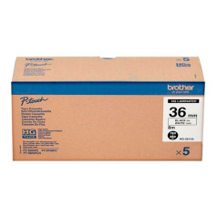 Набор лент Brother HGe-261V5, 36 мм, черный на белом (5 лент по 8 м) [HGe261V5]