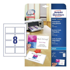 Заготовки для визиток Avery Zweckform, 85 х 54 мм, белые, двусторонние, 8 шт на листе А4 (25 листов) [C32028-25]