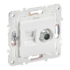 Розетка двойная TV+RJ45 IEK SKANDY кат. 5E SK-A14W арктический белый [SK-AK20-1-K01]