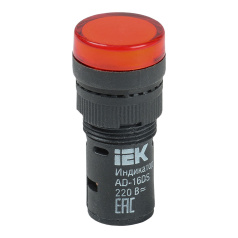 Лампа сигнальная светодиодная, красная IEK AD16DS (LED) 230В [BLS10-ADDS-230-K04-16]