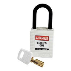 Замок SafeKey нейлоновый Brady, пластиковая дужка, 38 мм, Ø 6.4 мм, белый [gws150365]