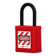 Замок блокировочный с нейлоновой дужкой и светящейся этикеткой, 76 мм, Ø 6.2 мм, дисковый цилиндр, черный [gwr4000DN38BLK]
