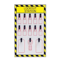 Блокировочная открытая станция, пластик, на 10 замков, замковые множители и бирки [gwrB7-3]