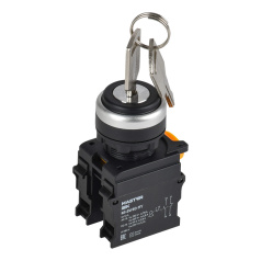 Переключатель с ключом на 2 положения IEK MASTER 1NO+1NC, чёрный [MI-SW60-11Y-3-34-2-K02]