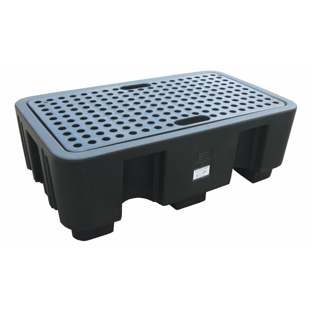 Пластиковый поддон для 2 бочек Brady HSP-2-BB химически устойчивый, с решеткой, черный [spc196267]