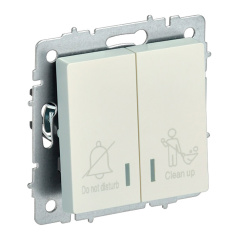 Выключатель IEK BRITE двухклавишный для отелей с индикацией 10А ВС10-2-9-БрЖ жемчуг [BR-V20-2-10-K36]