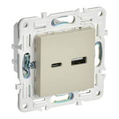 Розетка USB IEK SKANDY A+C 3,1А SK-R14B бежевый [SK-U22-D31-K10]