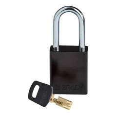 Замок алюминиевый Brady SafeKey со стальной дужкой, 38 мм, Ø 6.4 мм, черный [gws150243]