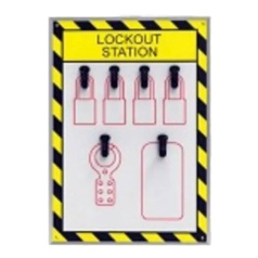 Блокировочная открытая станция, пластик, на 4 замка, замковые множители и бирки [gwrB7-2]