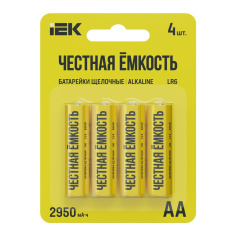 Батарейка щелочная IEK Alkaline LR06/AA, 4 шт [ABT-LR06-OP-L04]