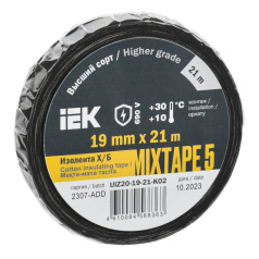 Изолента ХБ черная IEK MIXTAPE 5, 19 мм х 21 м [UIZ20-19-21-K02]