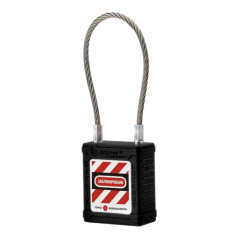 Замок блокировочный с гибкой стальной дужкой, 150 мм, Ø 3.5 мм, нейлоновый корпус, черный [gwr028DS150BLK]