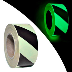 Фотолюминесцентная лента Зебра, черно-белая, 50 мм х 50 м