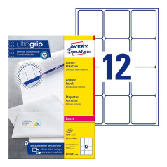 Почтовые этикетки Avery Zweckform, белые, 63.5 x 72 мм, 12 этикеток на листе А4 (100 листов) [L7164-100]