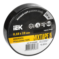 Изолента IEK MIXTAPE 5, 0.18 х 19 мм, черная, 20 м [UIZ-20-10-K02]
