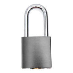 Замок блокировочный алюминиевый, пиновый цилиндр, 38 мм, Ø 6.2 мм, стальная дужка, серибристый [gwr027PS38WHT]