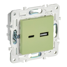 Розетка USB IEK SKANDY A+C 3,1А SK-R14G мятный [SK-U22-D31-K06]