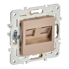 Розетка компьютерная двойная RJ45 IEK SKANDY кат. 6 SK-K04Sa песочный [SK-K20-2-K98]