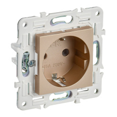 Розетка IEK SKANDY с заземлением без шторок 16А SK-R05Sa песочный [SK-R11-16-K98]
