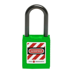 Замок блокировочный с нейлоновой дужкой, 76.2 мм, Ø 6.2 мм, дисковый цилиндр, зеленый [gwr001DN76GRN]