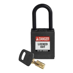 Замок SafeKey нейлоновый Brady, пластиковая дужка, 38 мм, Ø 6.4 мм, черный [gws150231]