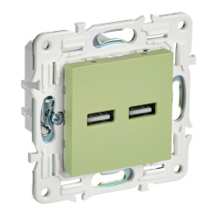 Розетка USB IEK SKANDY A+A 3,1А SK-R15G мятный [SK-U21-D31-K06]