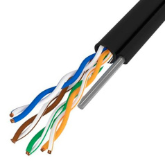 Кабель витая пара U/UTP TOKOV ELECTRIC, категория 5E, 4х2х24AWG, трос, PE, черный [TKE-C05-U/UTP-42-5E-500-ODC]