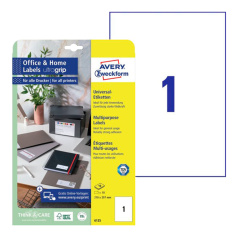 Этикетки самоклеящиеся Avery Zweckform, белые, 210 x 297 мм, 1 этикетка на листе А4 (10 листов) [6125]