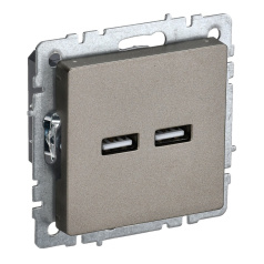Розетка USB IEK BRITE A+A 5В 3,1А РЮ10-1-БрШ шампань [BR-U21-D31-K37]