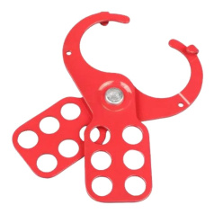 Множитель замковый стальной с полимерным покрытием и ограничителями, Ø затвора 38 мм, толщина фиксатора 8 мм, 128х40 мм, красный [gwrK24]