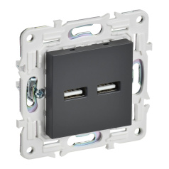 Розетка USB IEK SKANDY A+A 3,1А SK-R15T титан [SK-U21-D31-K48]