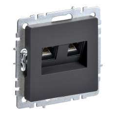 Розетка двойная RJ11+RJ45 IEK BRITE кат. 5E РК/Т12-БрГ графит [BR-KT20-O-1-K53]