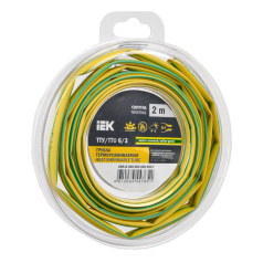 Термоусаживаемая трубка IEK ТТУ нг-LS 6/3, желто-зеленая, 2 м [UDR12-006-003-002-K52-T]