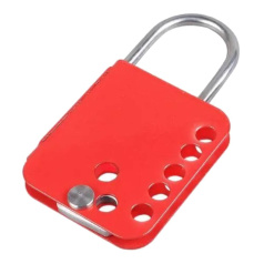 Множитель замковый с двумя отверстиями для контрольных замков, сталь, высота дужки 40 мм, Ø дужки 4 мм, красный [gwrK33]