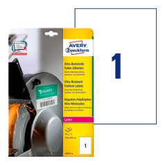 Суперпрочные пленочные этикетки Avery Zweckform, белые, 210 x 297 мм, 1 этикетка на листе А4 (10 листов) [L7917-10]